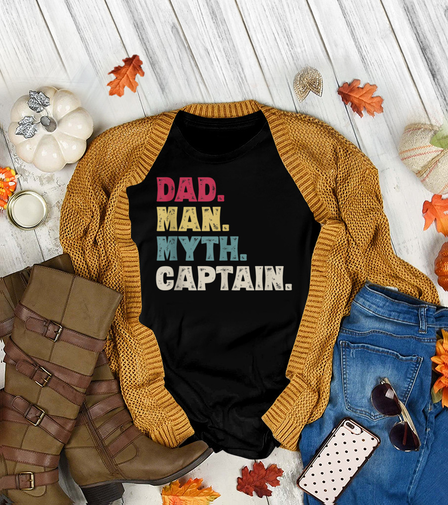Dad Man Myth Captain Funny Father's Day Vintage T-Shirt