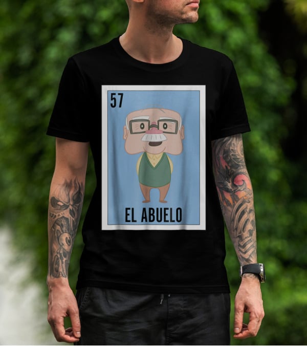 Mens Mexican Loteria El Abuelo 57 T-Shirt