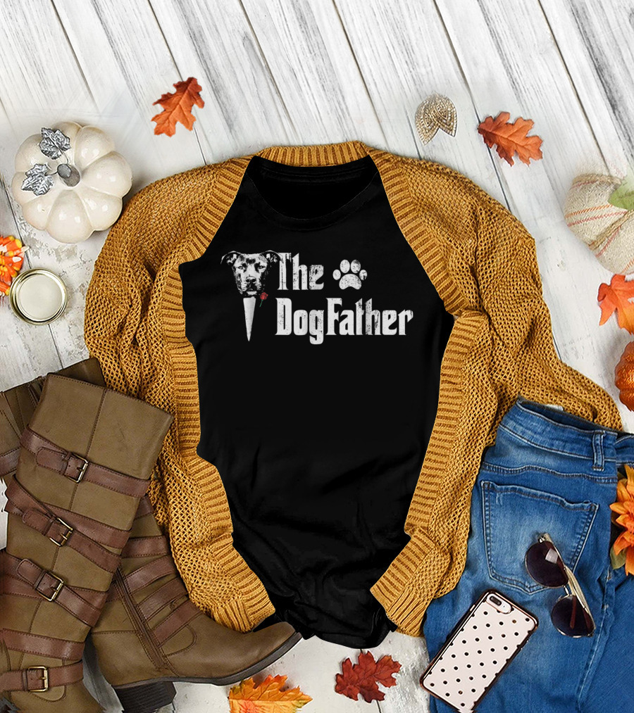 The DogFather Pitbull Dog Dad Father's Day Mens T-Shirt