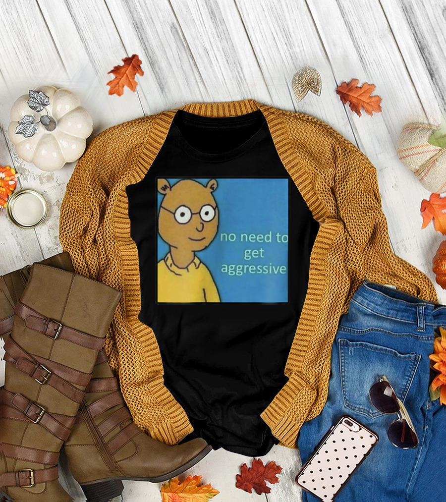 No Need to Get Aggressive Meme Bear Funny Aesthetic T-Shirt