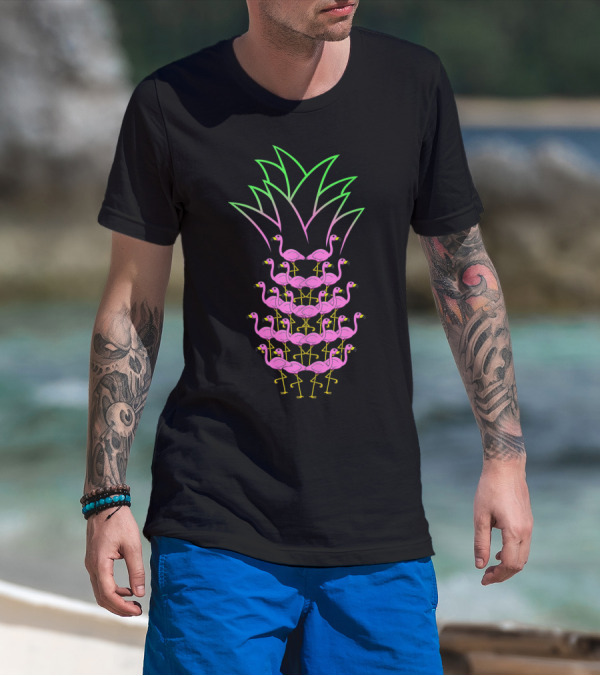 Pineapple Flamingo Neon Stack Formation T-Shirt