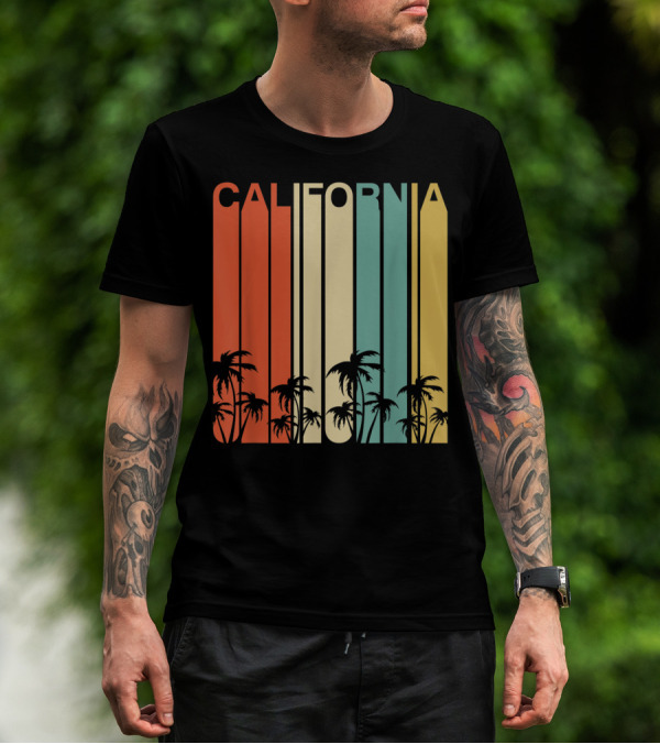 California Retro Surf Vintage 80s Beach Palms T-Shirt