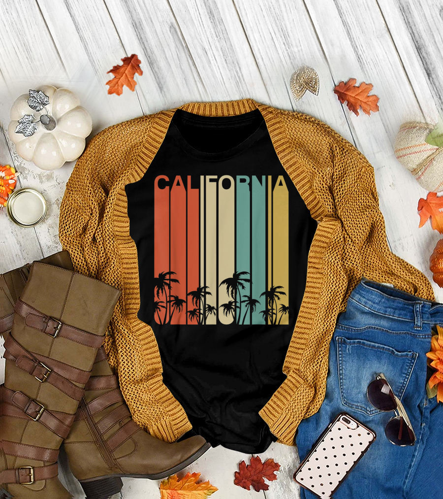 California Retro Surf Vintage 80s Beach Palms T-Shirt