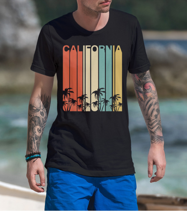 California Retro Surf Vintage 80s Beach Palms T-Shirt