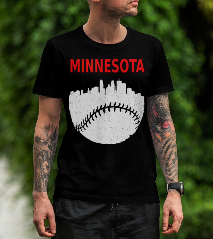 Minnesota Baseball Minneapolis Cityscape Retro Vin T-Shirt