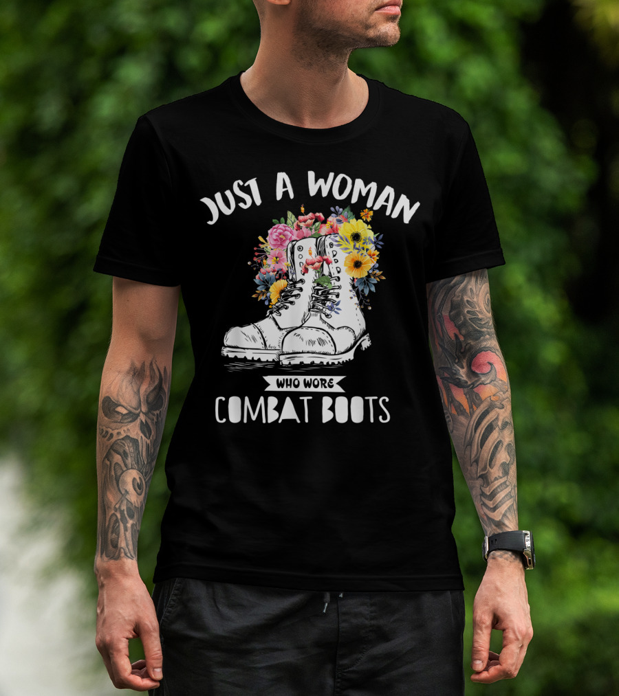 Just A Woman Who Wore Combat Boots Retro Vintage T-Shirt