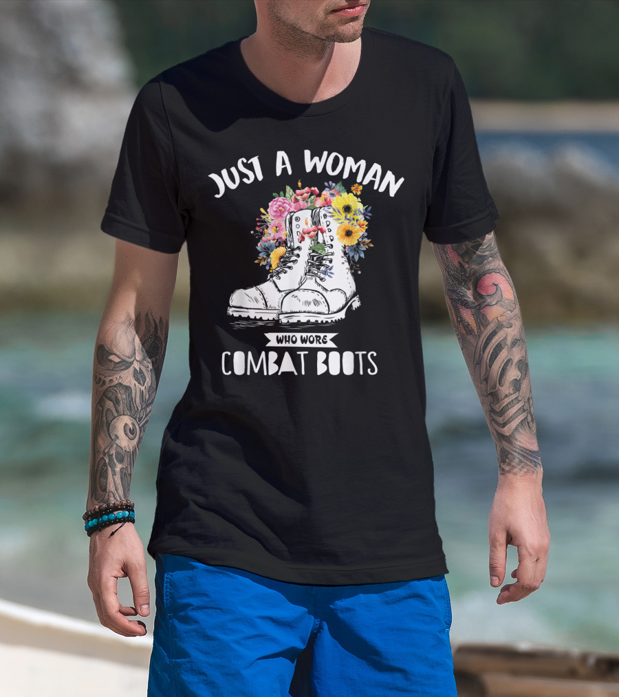 Just A Woman Who Wore Combat Boots Retro Vintage T-Shirt
