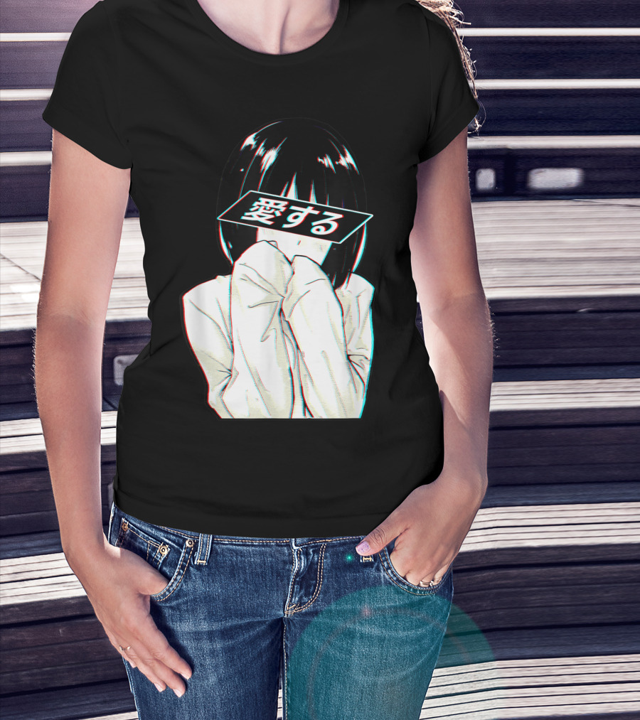 Sad Anime Girl Ai Suru Trashy Waifu Clothing Anime T-Shirt