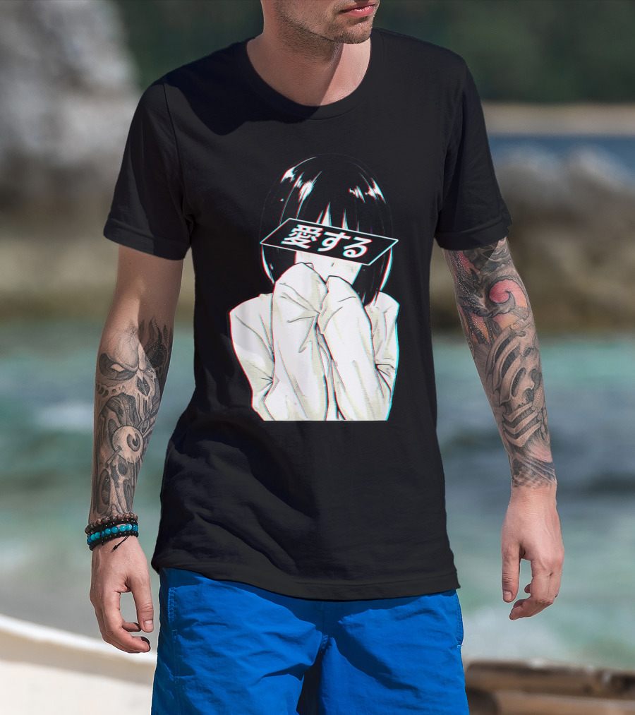 Sad Anime Girl Ai Suru Trashy Waifu Clothing Anime T-Shirt