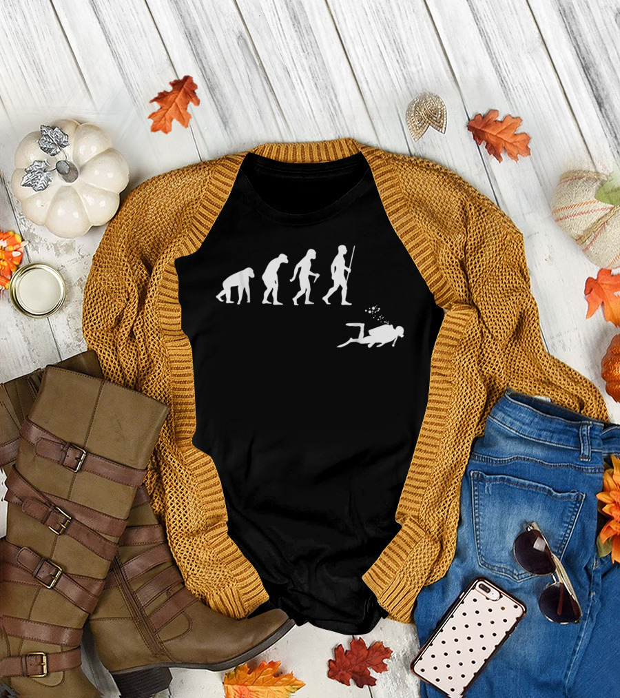 Scuba Diving Evolution Journey Through Time T-Shirt