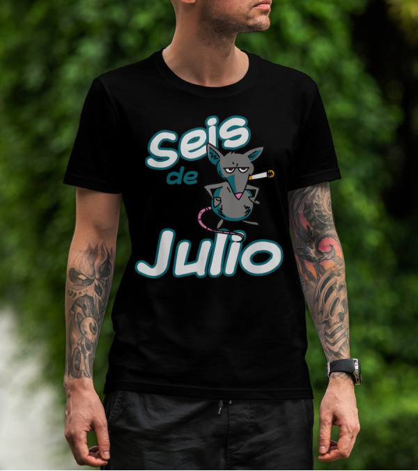 Seis De Julio Smoking Rat Character T-Shirt