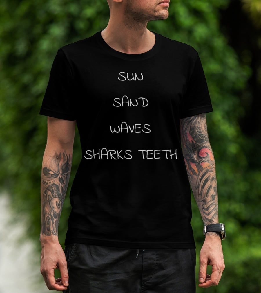 Sun Sand Waves Sharks Teeth Hunter T-Shirt