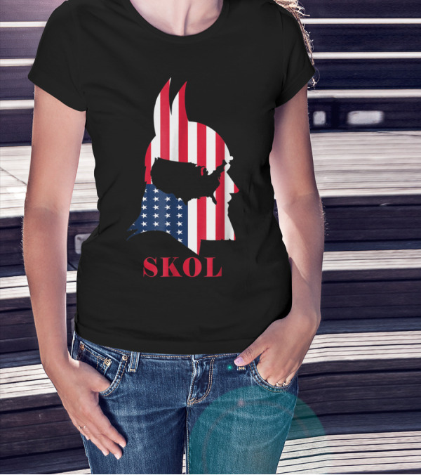 Skol Vikings Helmet USA Flag Minnesota T-Shirt