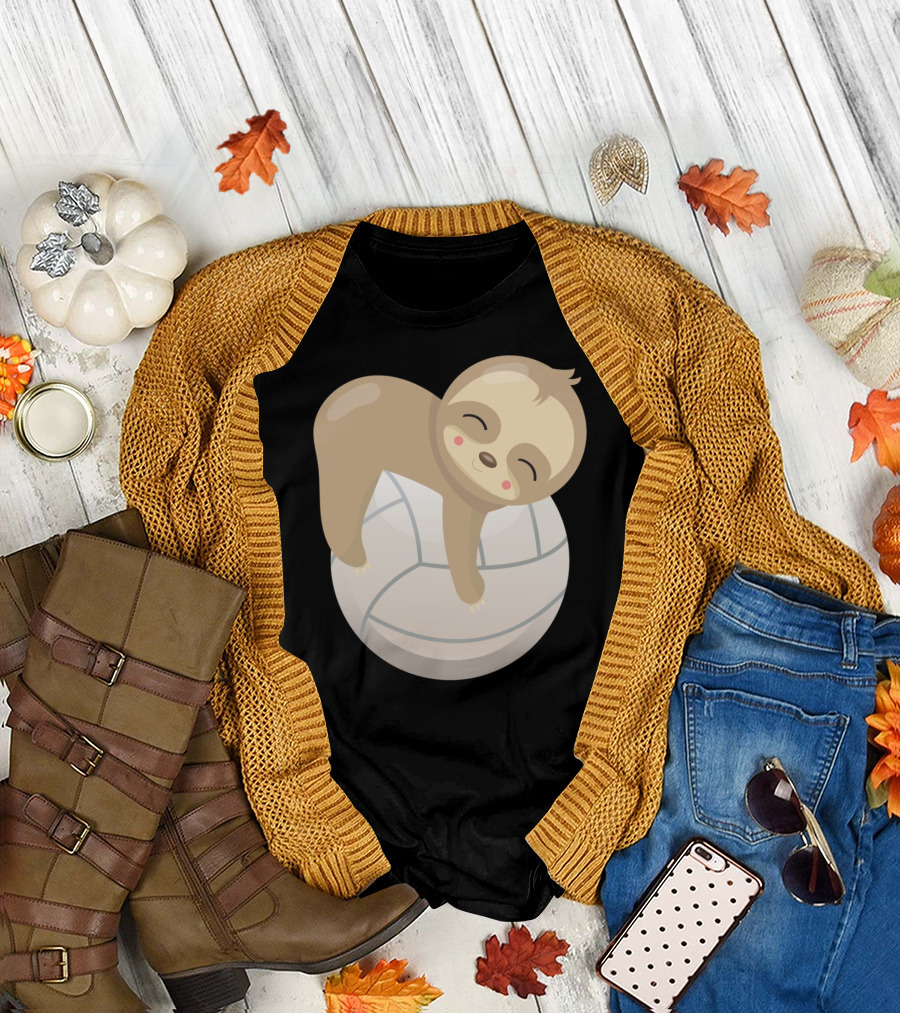 Sloth Volleyball Animal Love Cute Sleeping Baby T-Shirt