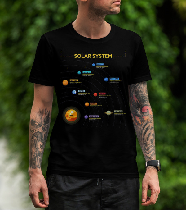 Solar System Sun Mercury Venus Earth Mars Jupiter Saturn Uranus Neptune Pluto T-Shirt