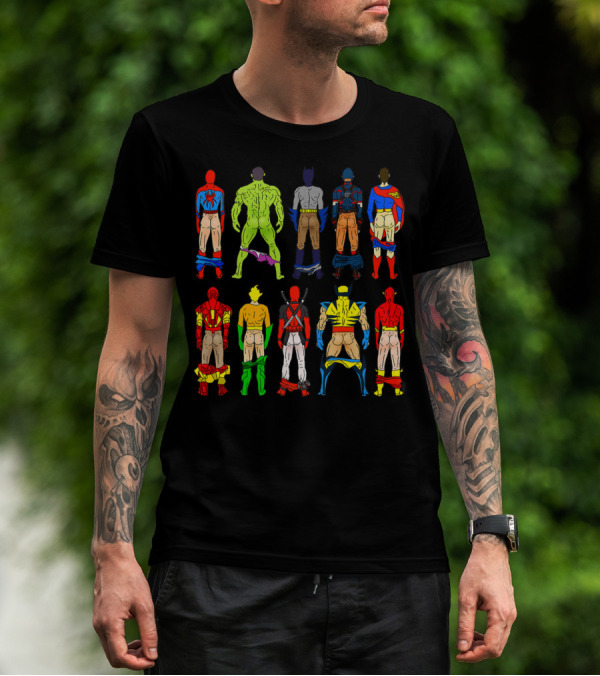 Superhero Butts Avengers DC Comics Parody Action Heroes 4 T-Shirt