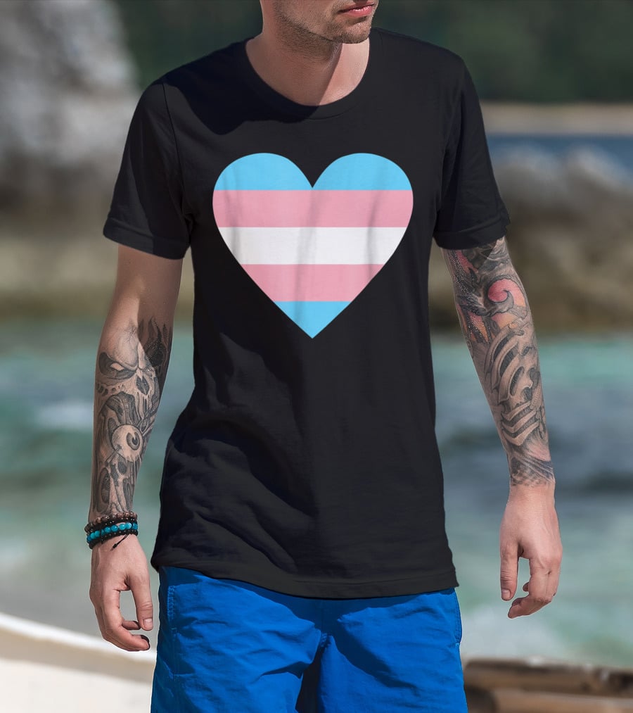Transgender Flag Heart For Pride T-Shirt