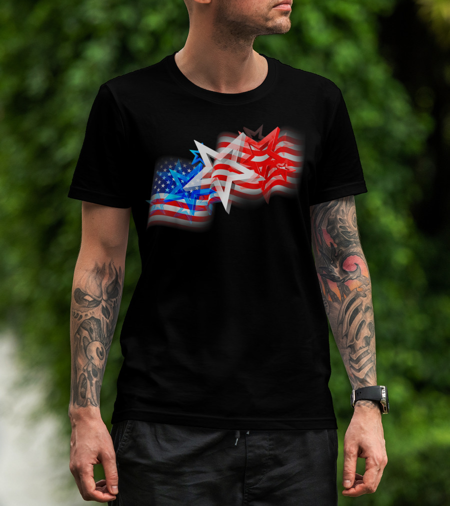 US Flag Patriotic American Stars And Stripes Iconic T-Shirt