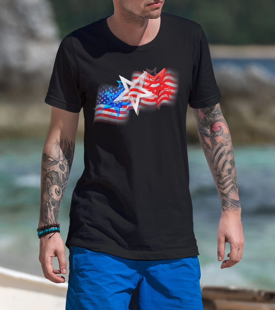 US Flag Patriotic American Stars And Stripes Iconic T-Shirt