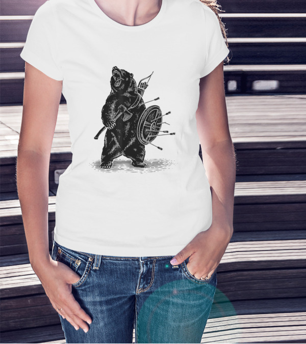 Viking Bear Warrior Polar Bear With Axe And Shield T-Shirt