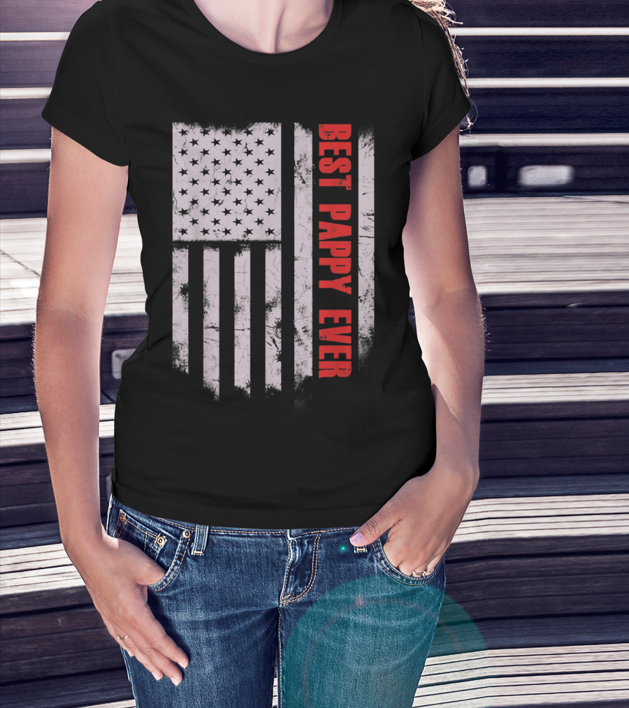 Best Pappy Ever Vintage American Flag T-Shirt