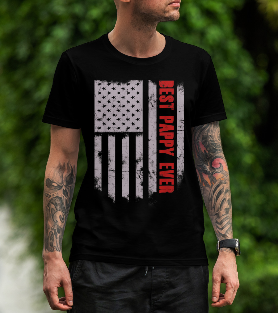 Best Pappy Ever Vintage American Flag T-Shirt