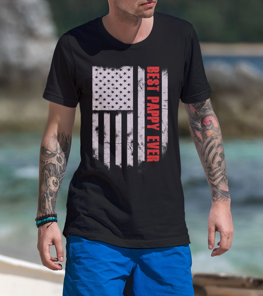 Best Pappy Ever Vintage American Flag T-Shirt