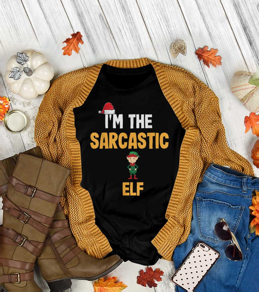 I'M THE SARCASTIC ELF Christmas Hat Red Green T-Shirt