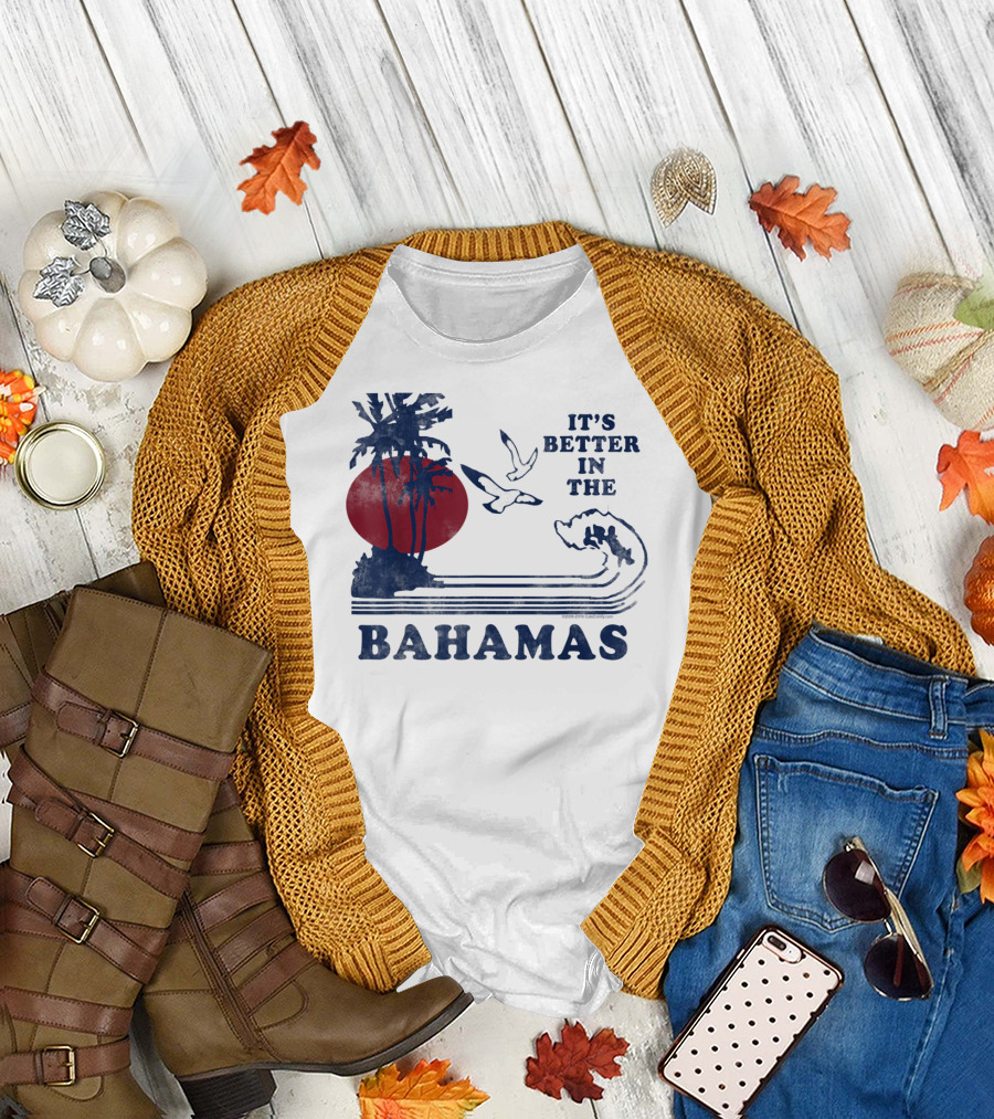It's Better In The Bahamas Vintage 80S 70S Palm Trees Sunset T-Shirt