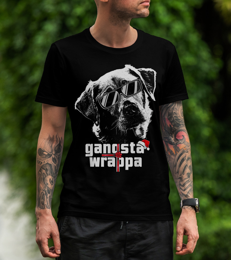 Gangsta Wrappa Labrador Retriever With Sunglasses And Santa Hat T-Shirt