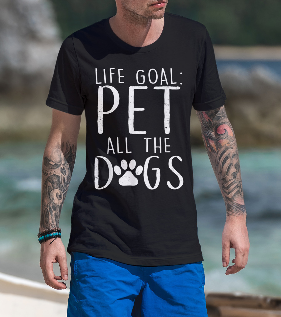 Life Goal Pet All The Dogs Paw Prints T-Shirt