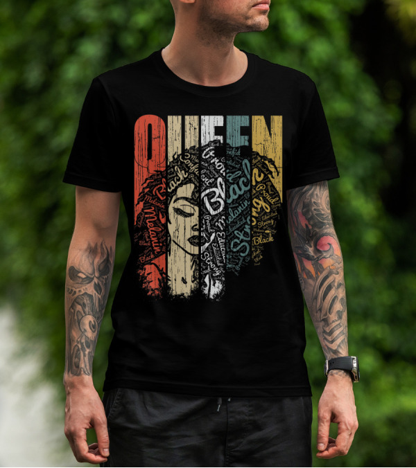 Queen Melanin Black Strong Empowered African American Woman T-Shirt