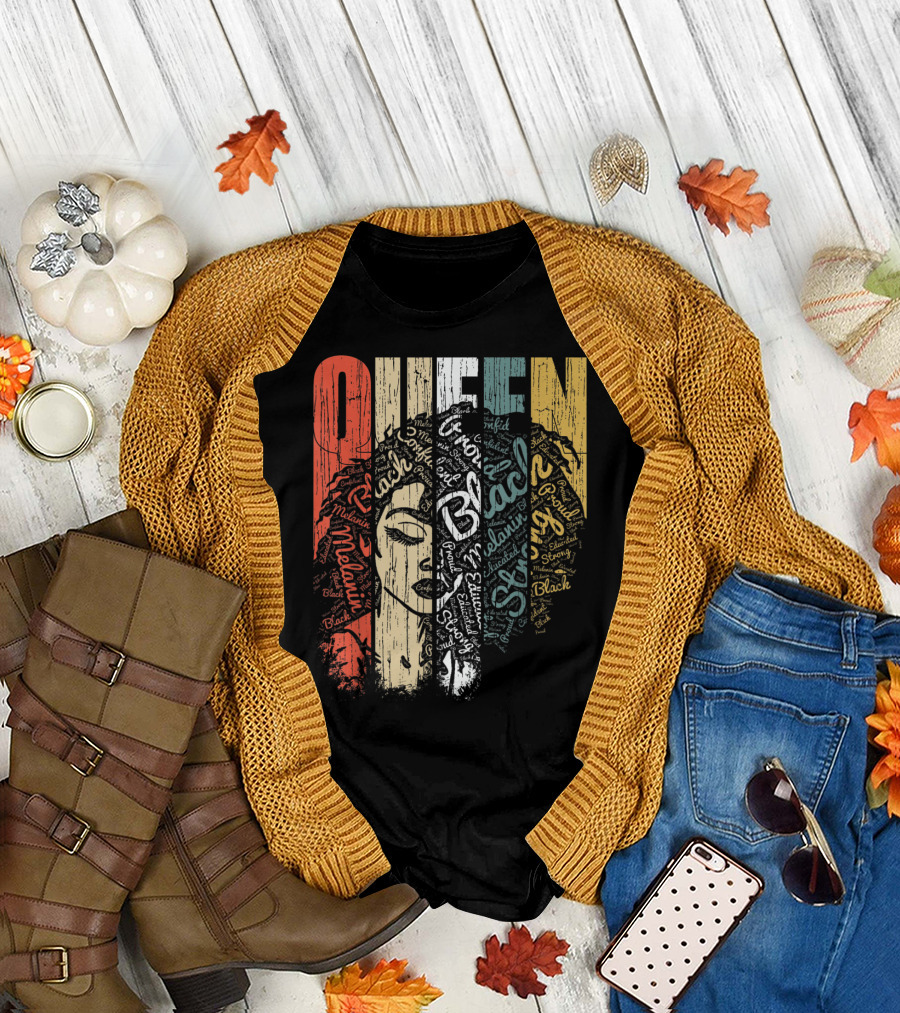 Queen Melanin Black Strong Empowered African American Woman T-Shirt