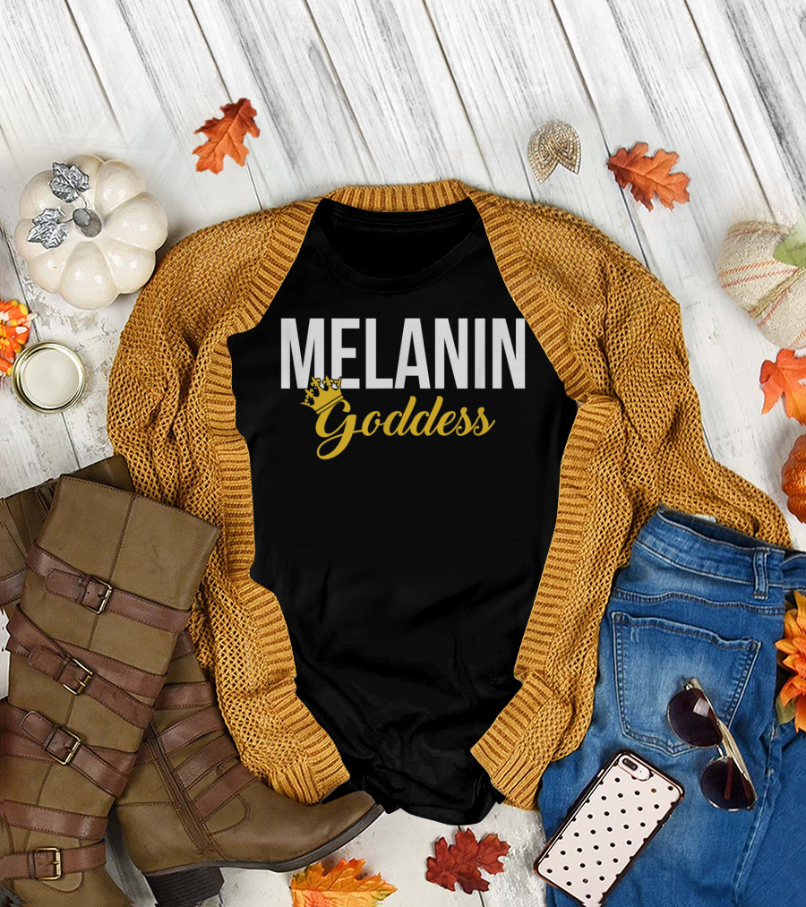 Melanin Goddess Crowned in Gold T-Shirt