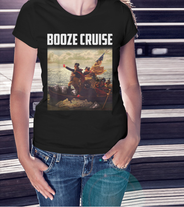 Booze Cruise Red Cups And Revolutionary Boat Party With Shades T-Shirt