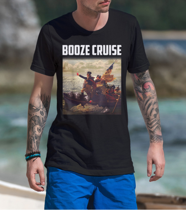 Booze Cruise Red Cups And Revolutionary Boat Party With Shades T-Shirt