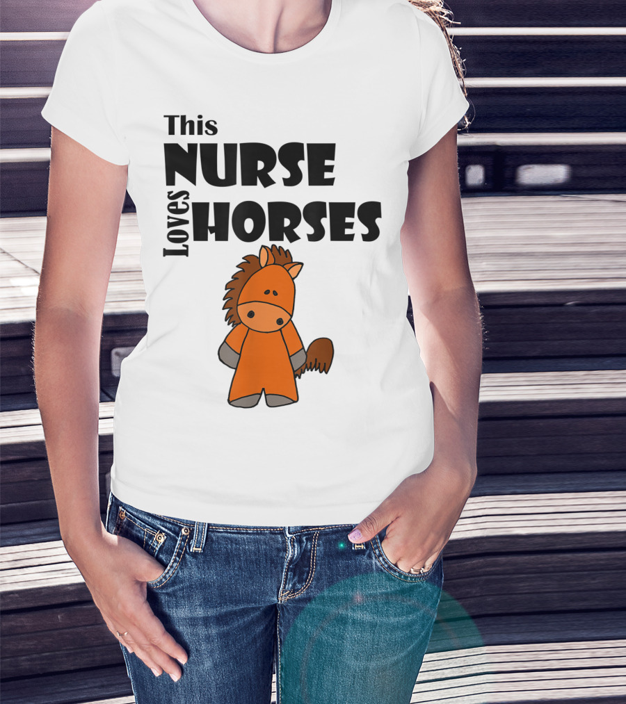 This Nurse Loves Horses Cartoon T-Shirt