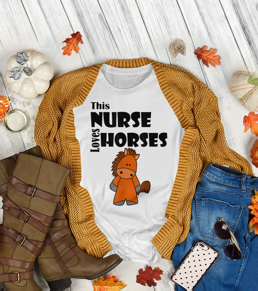 This Nurse Loves Horses Cartoon T-Shirt