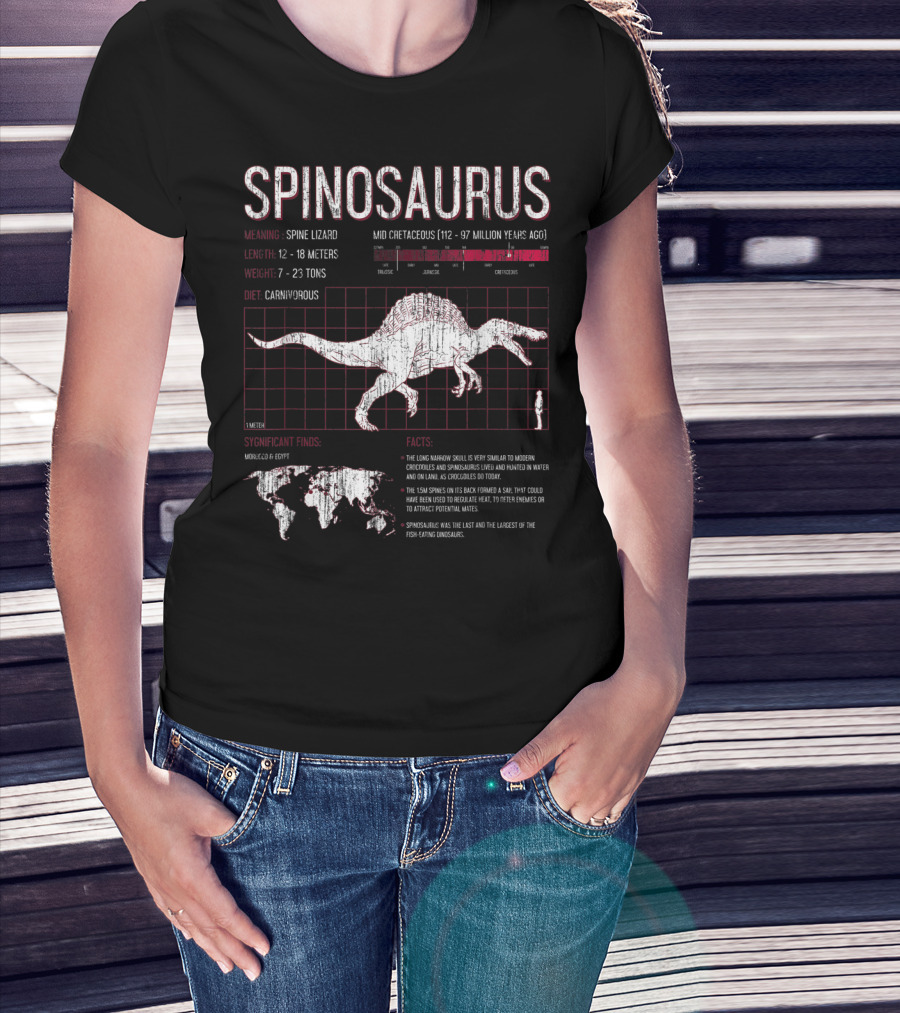 Spinosaurus Dinosaur Meaning Length Weight Diet Facts Mid Cretaceous Period T-Shirt