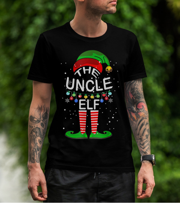 The Uncle Elf Christmas Family Matching Group Holiday Lights T-Shirt
