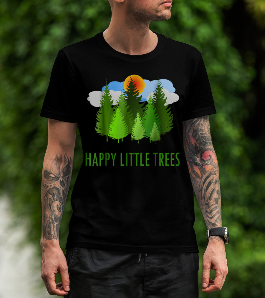 Happy Little Trees Bob Style Forest Sun And Clouds T-Shirt
