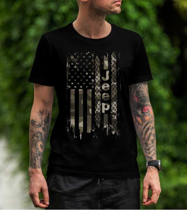 Jeep Camo American Flag Jeep T-Shirt