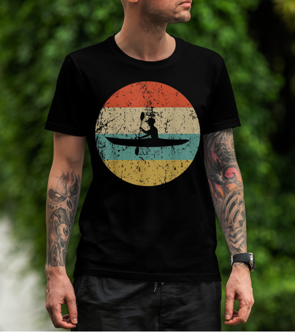 Kayaking Vintage Kayak Retro Silhouette Paddle Adventure T-Shirt