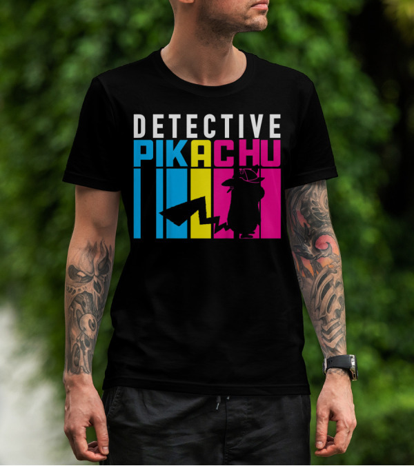 Detective Pikachu Silhouette Color Blocks Kids Pikachu T-Shirt
