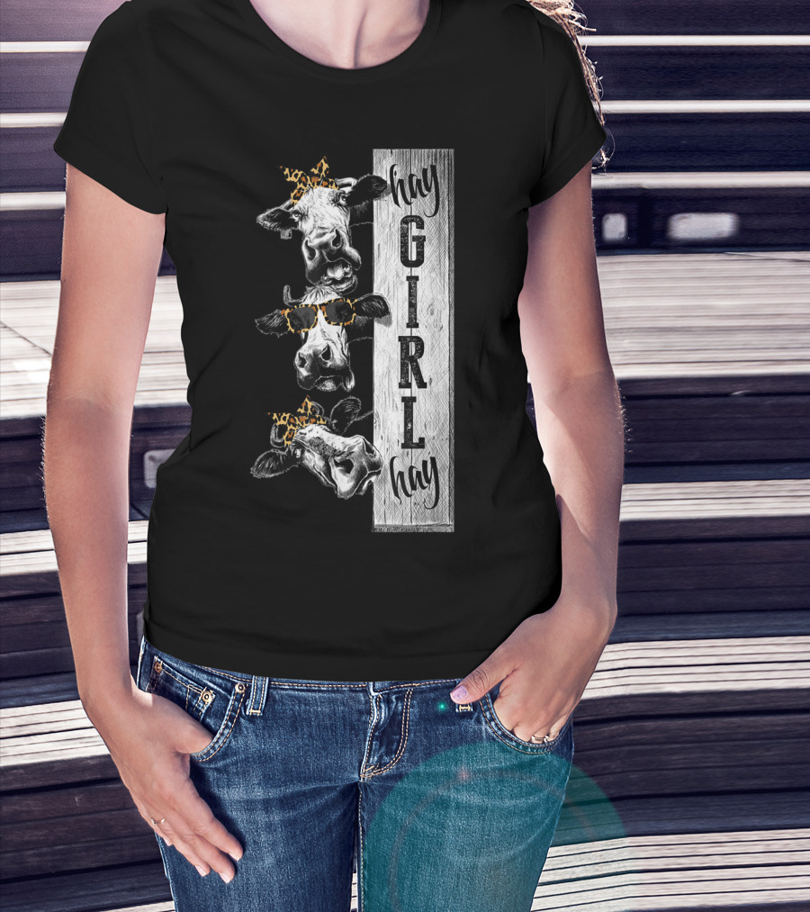 Leopard Bandana Cow Hay Girl Hay Heifer Trio T-Shirt