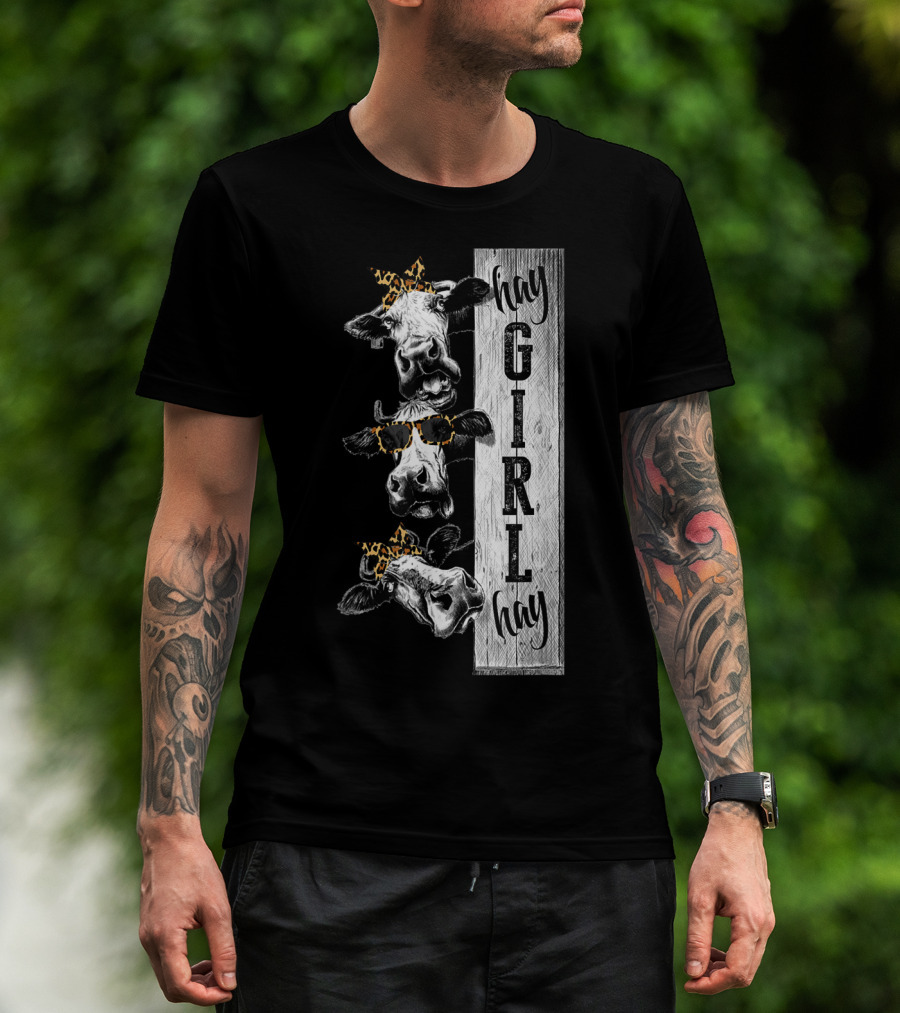 Leopard Bandana Cow Hay Girl Hay Heifer Trio T-Shirt