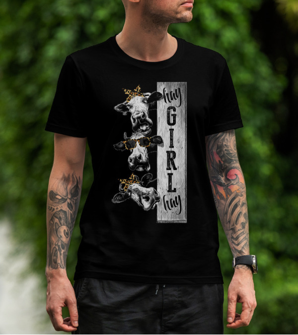 Leopard Bandana Cow Hay Girl Hay Heifer Trio T-Shirt