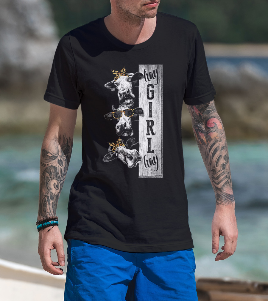 Leopard Bandana Cow Hay Girl Hay Heifer Trio T-Shirt