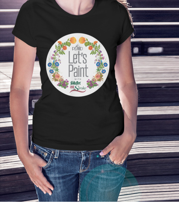 PLAID Let's Paint With FolkArt One Stroke Floral Circle T-Shirt