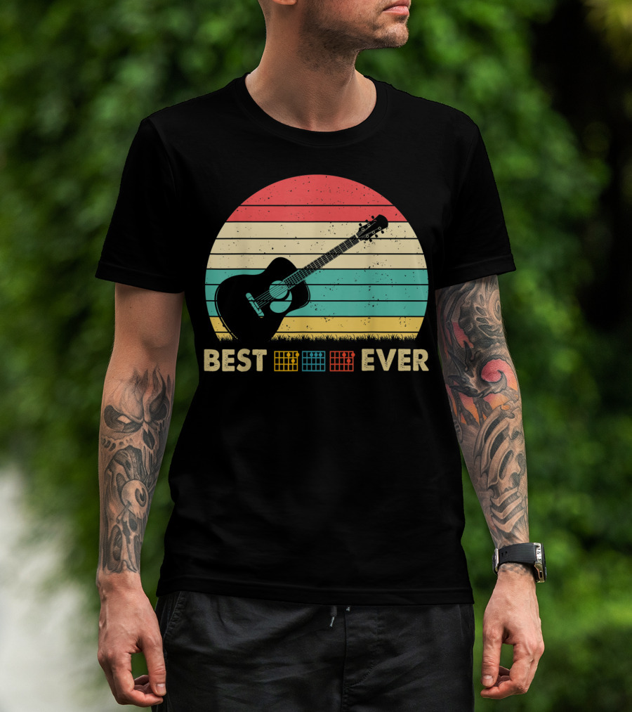 Mens Best Guitar Dad Ever Music Vintage T-Shirt